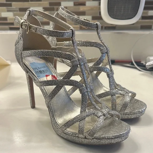 MICHAEL Michael Kors Sparkling Silver Strappy Heels - Picture 14 of 14
